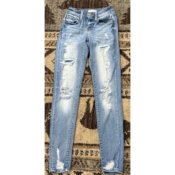 Women’s juniors size 23 Kancan Jeans low rise ankle skinny distressed - Picture 1 of 5